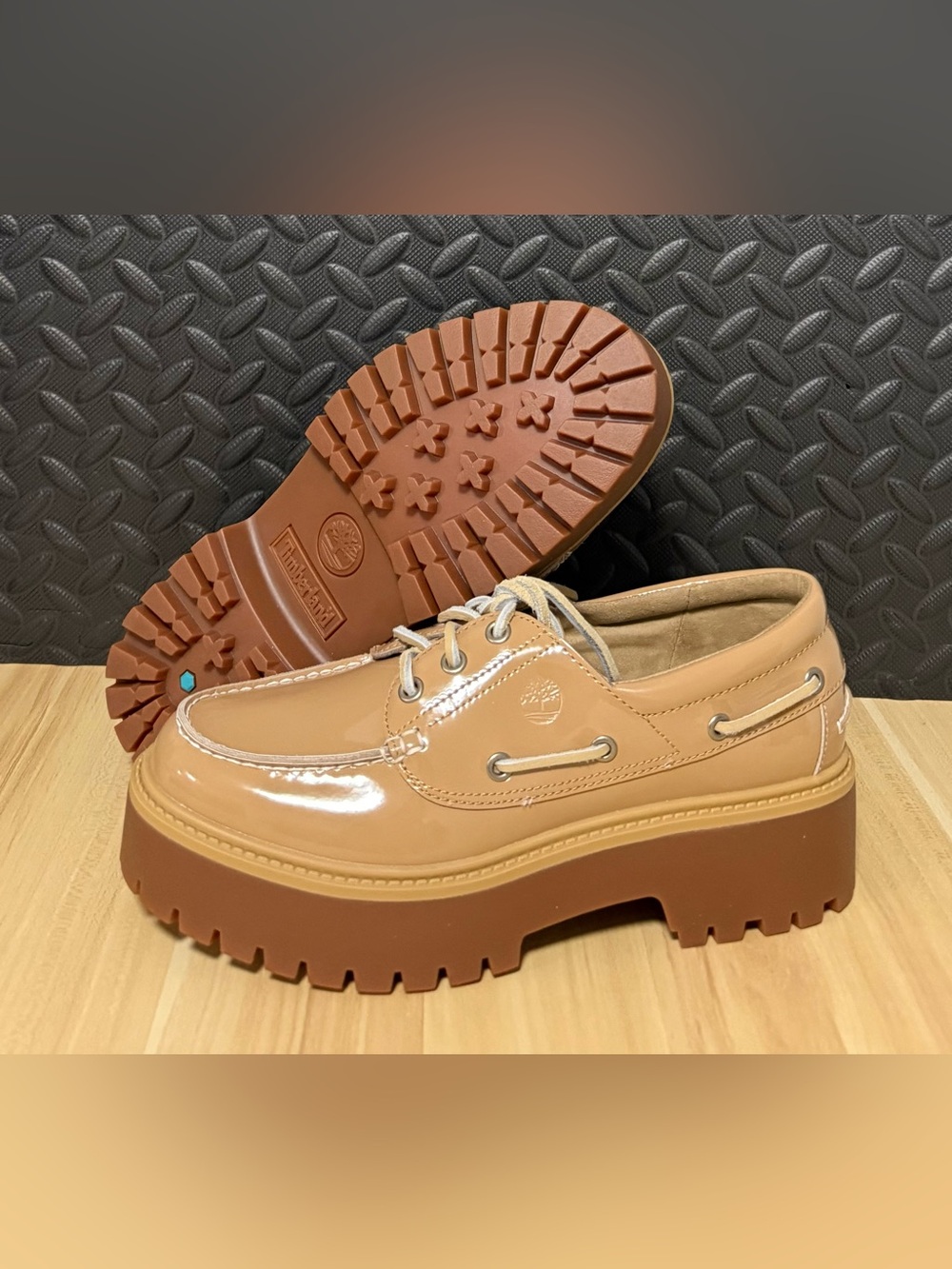 Timberland Stone Street Platform Boat Shoe Beige TB0A2GVF AKJ Womens Size 9.5